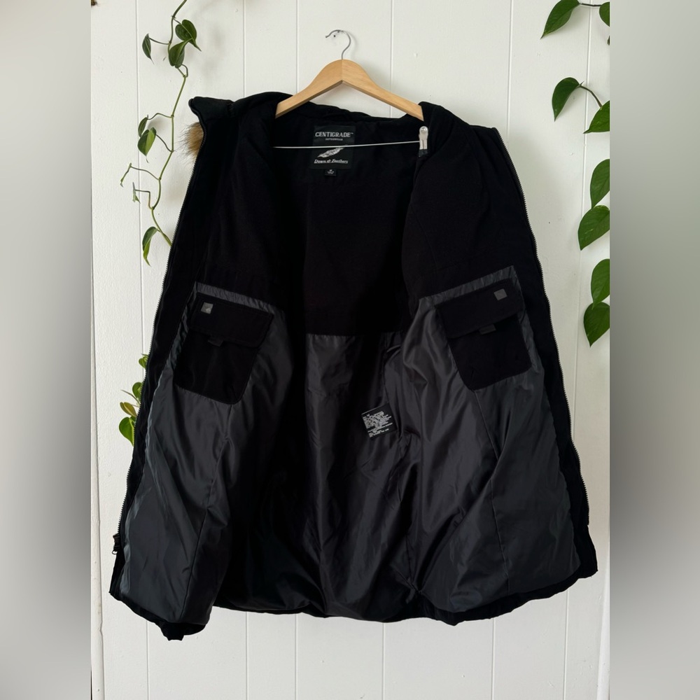 Centigrade Down Feather Puffer Jacket Black Parka… - image 6